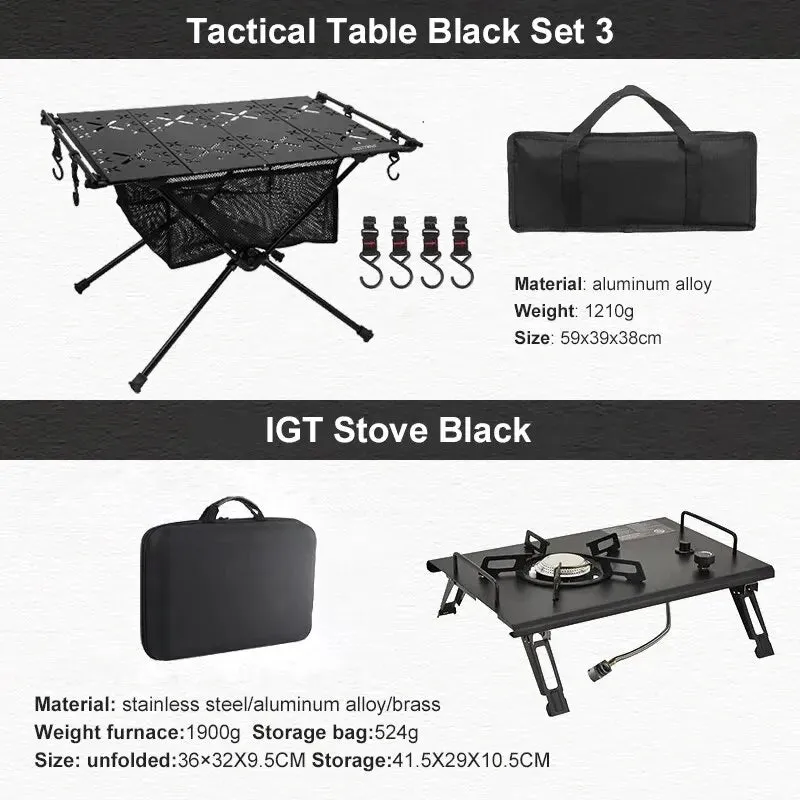 WEST TUNE Camping Table with IGT Stove Portable Aluminium Folding Table