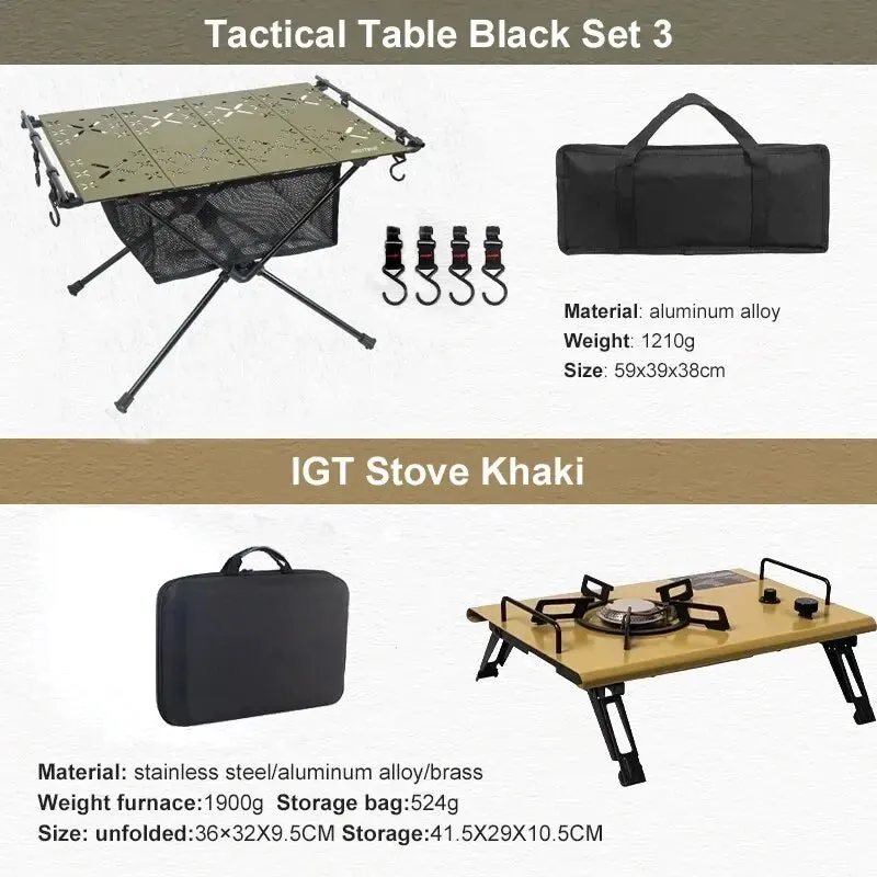 WEST TUNE Camping Table with IGT Stove Portable Aluminium Folding Table