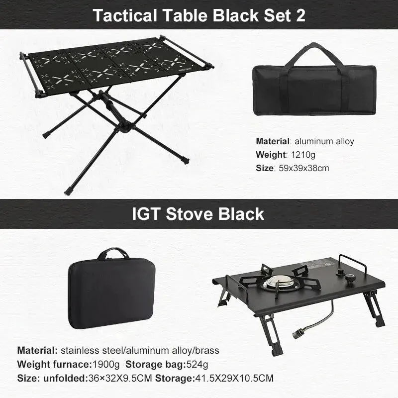WEST TUNE Camping Table with IGT Stove Portable Aluminium Folding Table