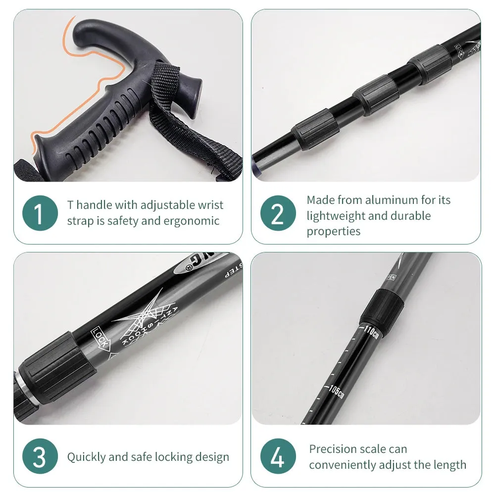 WESTTUNE 4-Section Folding Trekking Pole – Lightweight Telescopic Hiking & Climbing Stick