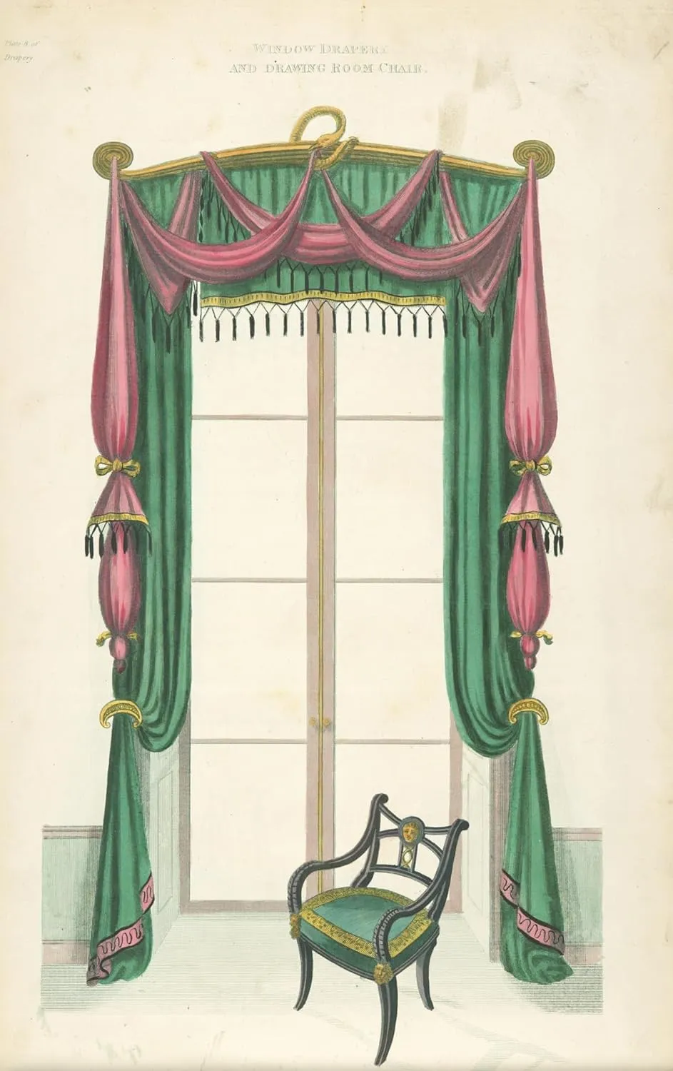 Window drapery and drawing room chair. (1805-1806) Poster Print by Thomas Sheraton (18 x 24)