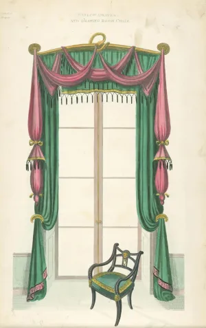 Window drapery and drawing room chair. (1805-1806) Poster Print by Thomas Sheraton (18 x 24)