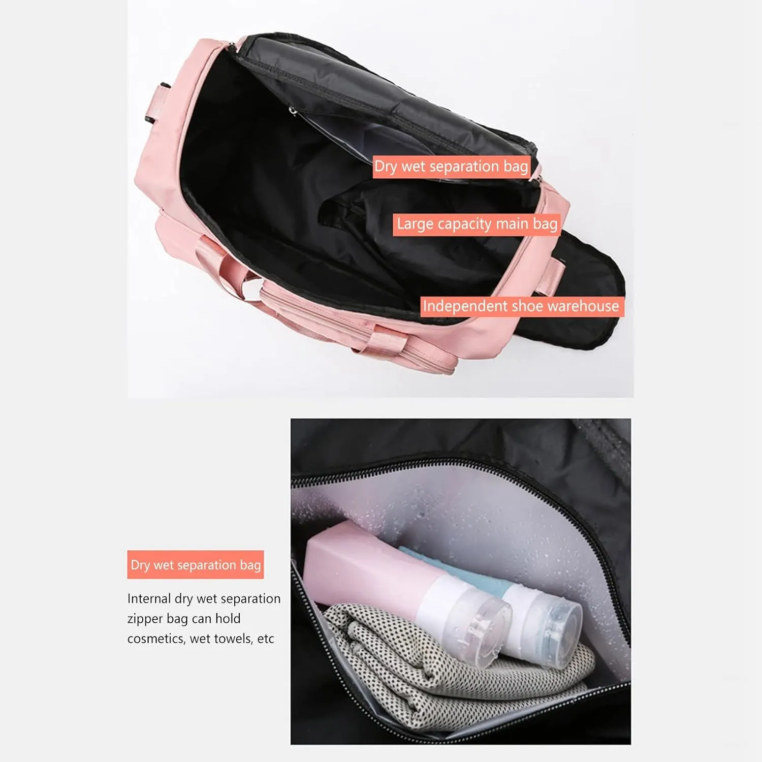 Women Gym Bag with Shoes Compartment,28L Travel Duffel Bags for Women,Weekender Bag for Yoga Travel Sports Workout
