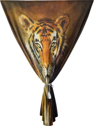 XISUNYA Adjustable Blackout Shades, Tiger Portable Blackout Curtain, Oil Painting Style Big Cat Print Living Room Bedroom Window Drapes,24W x40L Inches, for Kitchen Bathroom Living Room