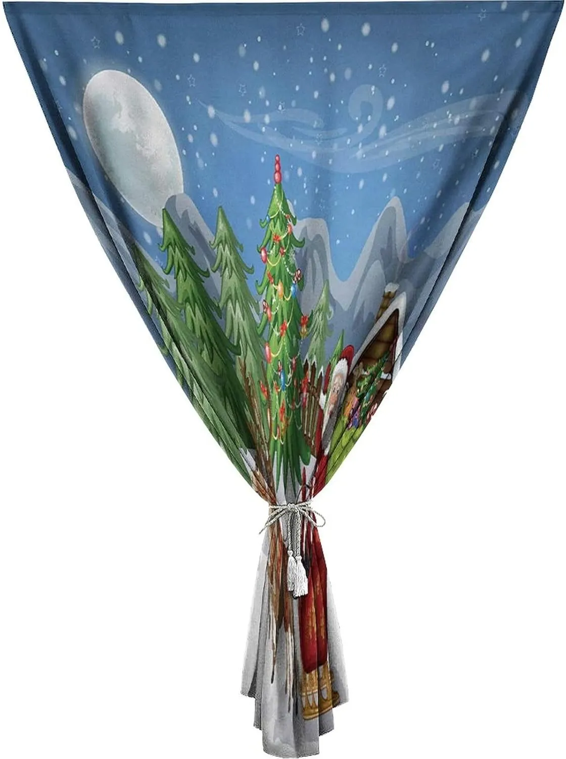 XISUNYA Anywhere Portable Blackout Curtain, Christmas Door Window Curtains, Country Landscape at Night Trees Santa Claus Snowdrift Reindeers Print Bedroom Blackout Curtains,35W x63L Inch