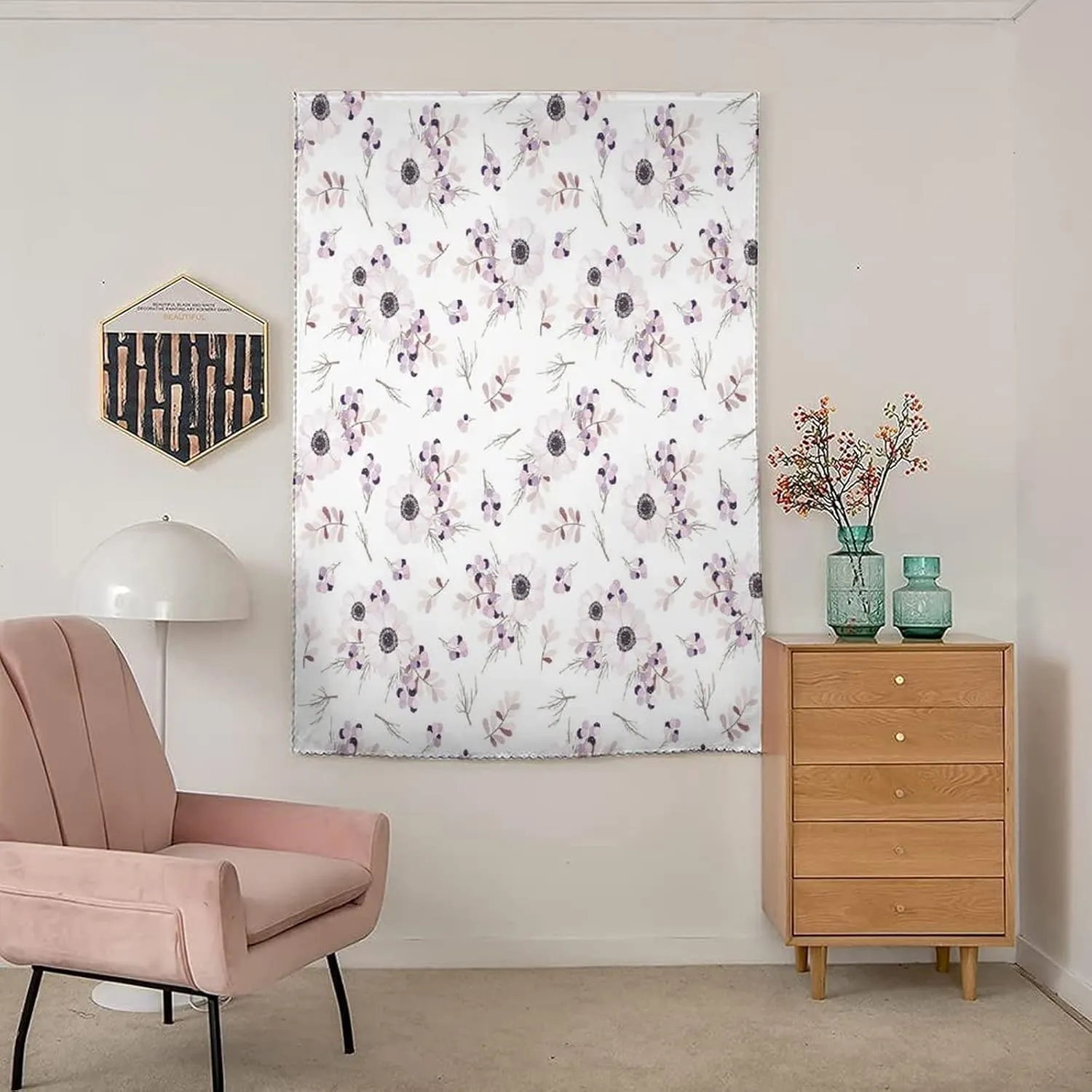 XISUNYA Anywhere Portable Blackout Curtain, Flower Door Window Curtains, Shabby Chic Spring Bridal Bouquets Romantic Print Bedroom Blackout Curtains,26W x40L Inch, for Bathroom Living Room Bedroom