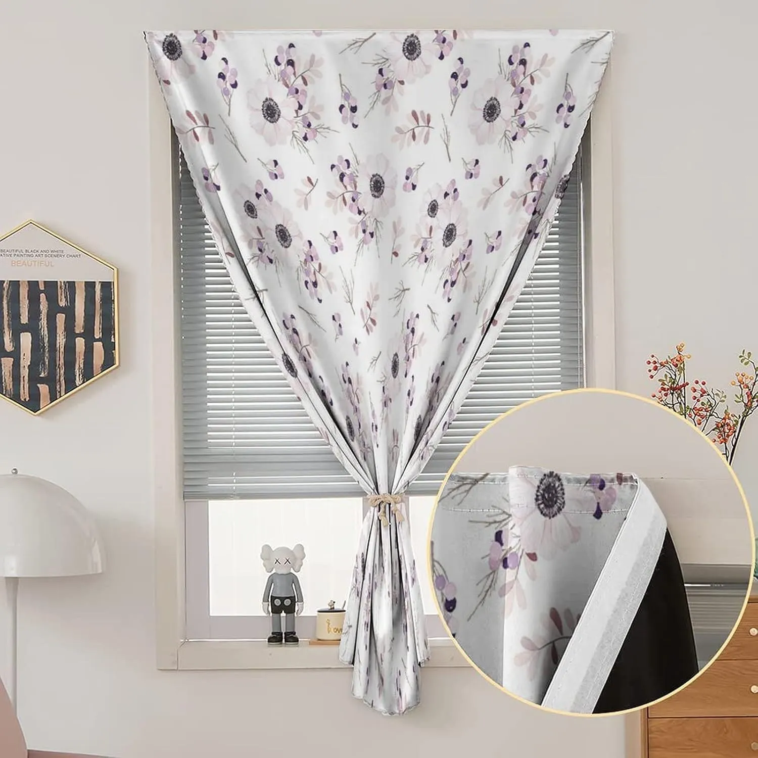 XISUNYA Anywhere Portable Blackout Curtain, Flower Door Window Curtains, Shabby Chic Spring Bridal Bouquets Romantic Print Bedroom Blackout Curtains,26W x40L Inch, for Bathroom Living Room Bedroom