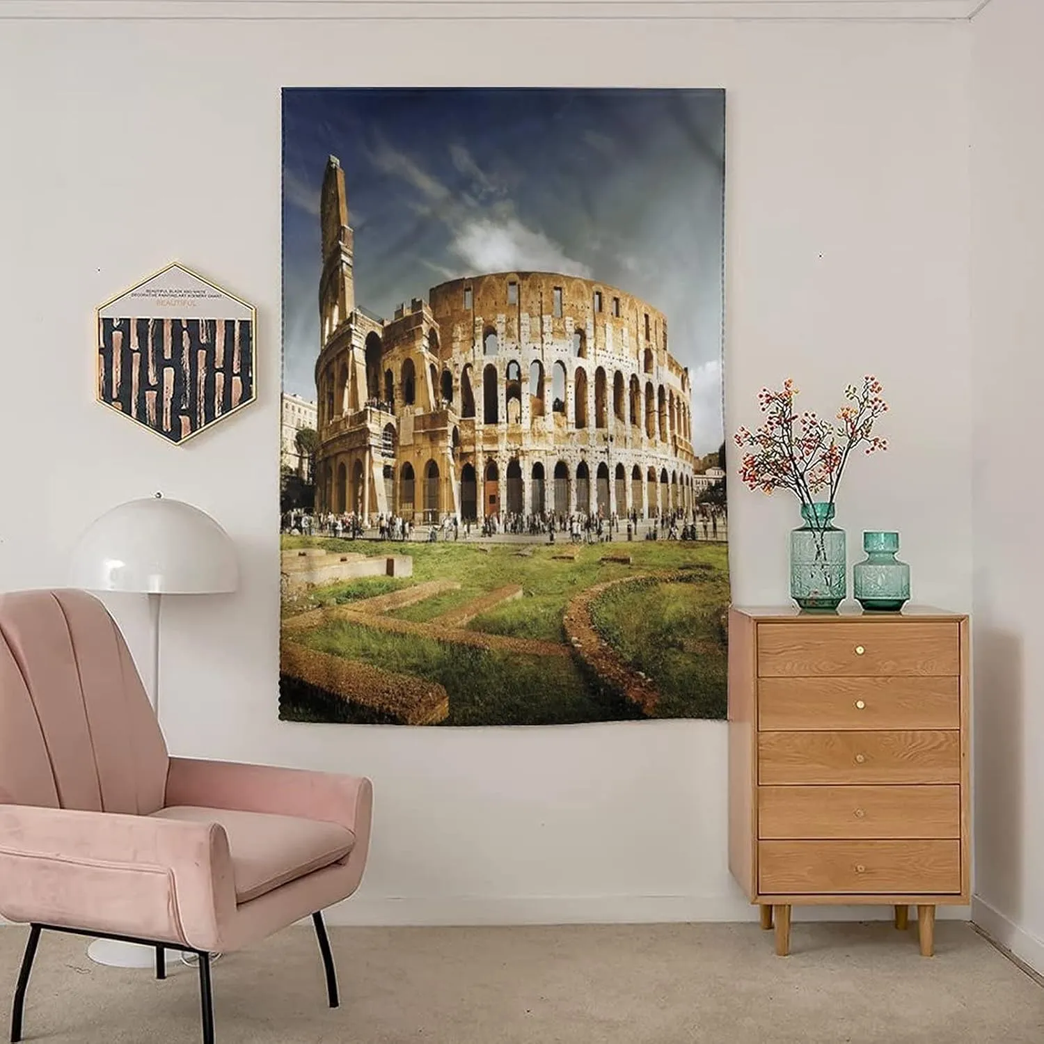 XISUNYA Anywhere Portable Blackout Curtain, The Colosseum Door Window Curtains, Monument Ruins Print Bedroom Blackout Curtains,47W x63L Inches, for Bathroom Living Room Bedroom