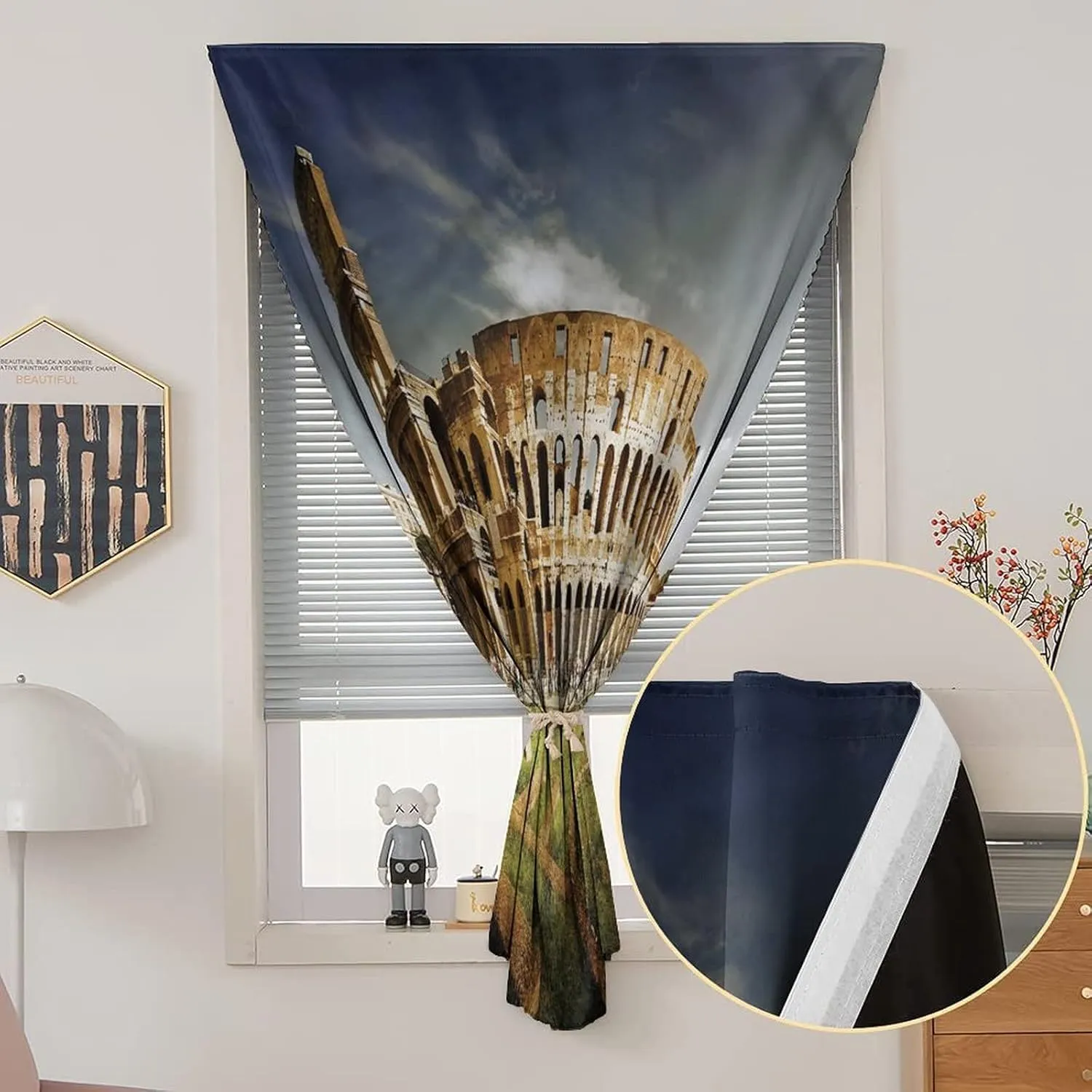 XISUNYA Anywhere Portable Blackout Curtain, The Colosseum Door Window Curtains, Monument Ruins Print Bedroom Blackout Curtains,47W x63L Inches, for Bathroom Living Room Bedroom
