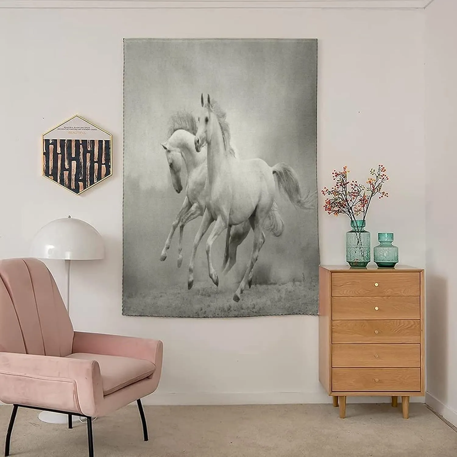 XISUNYA Autohesion Curtains, Horses Window Curtain Panel, Horse Freedom Theme Print Thermal Lnsulated Room Darkening Small Drapes,59W x84L Inch, for Bathroom Living Room Bedroom