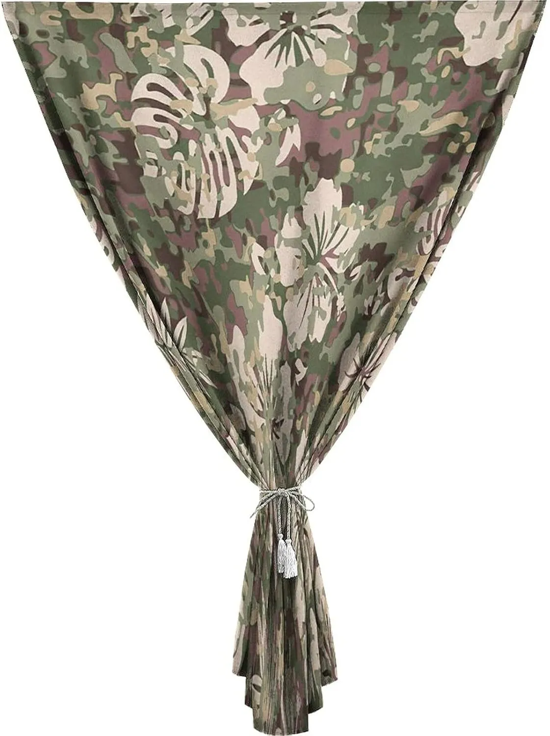 XISUNYA Self Adhesive Portable Blackout Curtains, Camo Room Darkening Curtains, Aloha Hawaiian Tropical Jungle Hibiscus Flowers Leaves Print Bedroom Blackout Curtains,26W x40L Inch