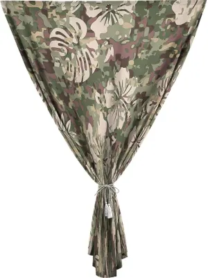 XISUNYA Self Adhesive Portable Blackout Curtains, Camo Room Darkening Curtains, Aloha Hawaiian Tropical Jungle Hibiscus Flowers Leaves Print Bedroom Blackout Curtains,26W x40L Inch