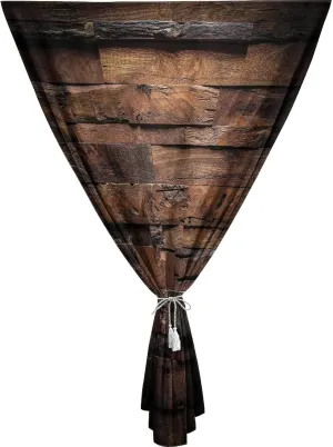 XISUNYA Travel Windows Blackout Curtain, Chocolate Curtain Shades, Rough Dark Timber Rustic Theme Hardwood Print Adjustable Temporary Blackout Shades,35W x54L Inch, for Kitchen Bathroom Living Room