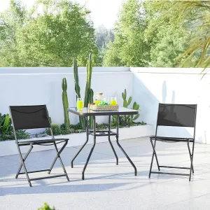 Yaheetech Patio Portable Dining Chairs Set of 4 with Metal Frame, Outdoor Metal Folding Chairs with Backrests for Camping, Lawn, Yard, Beach, Black