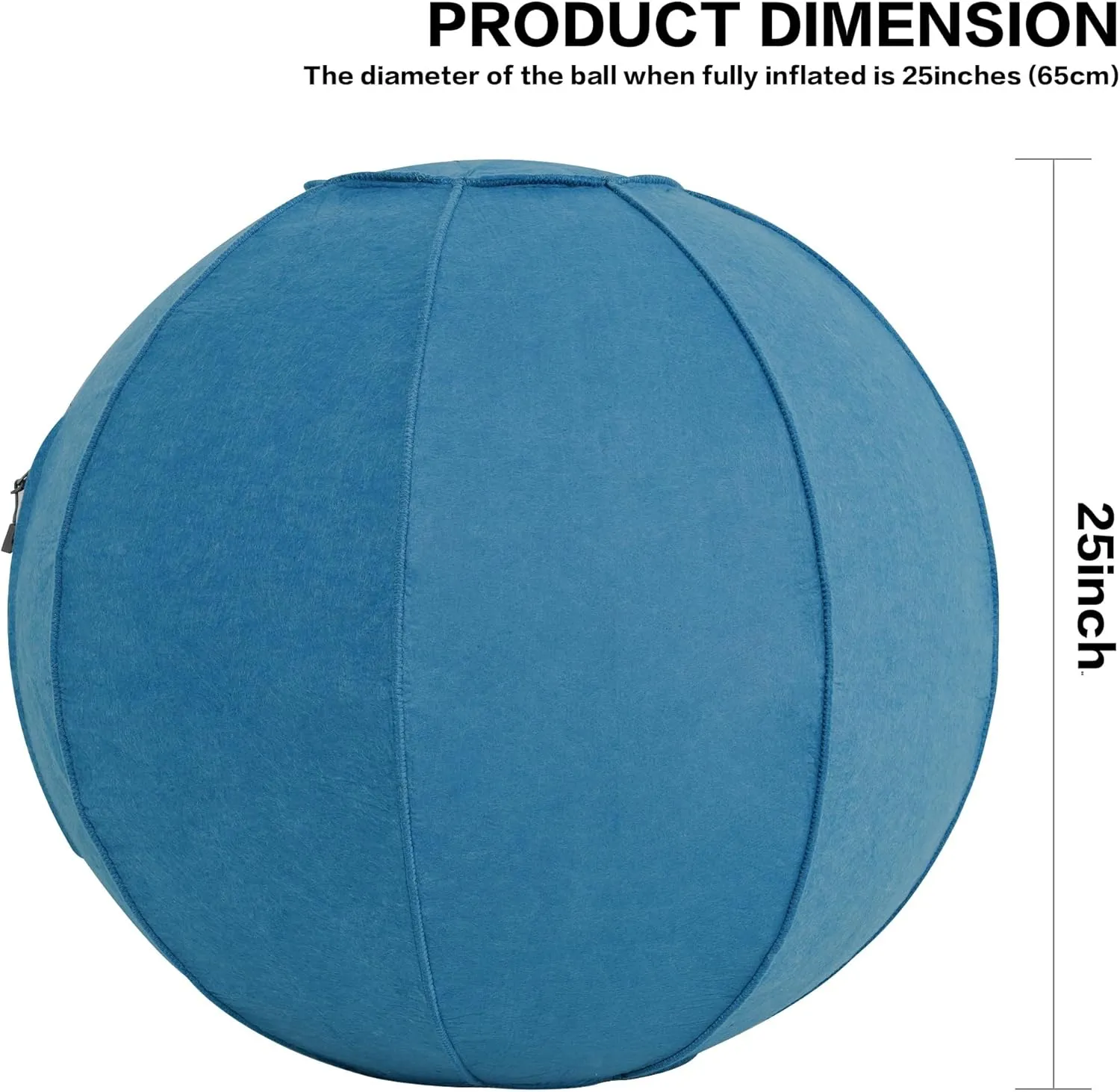 Yoga Ball Exercise Ball, Anti Slip Stability Ball Chair, 25” Heavy Duty Large Gym Ball for Fitness, Balance and Core Workout with Cover, Easy Clean