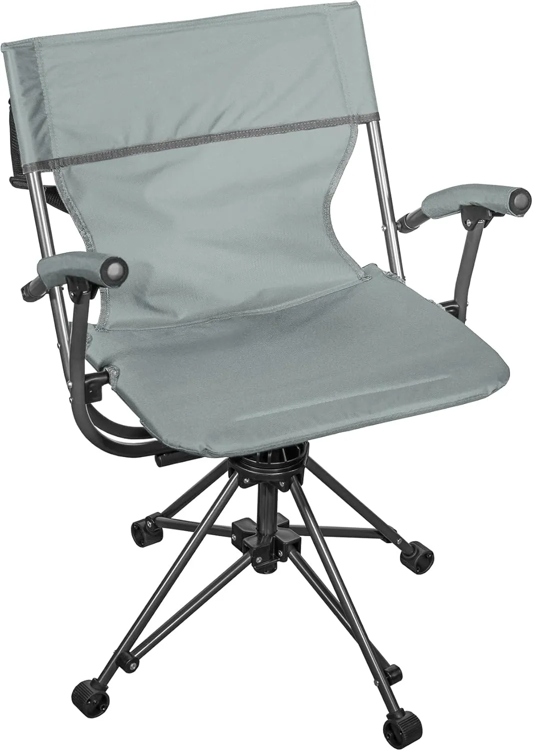 Zenithen Outdoor/Indoor Folding Portable Lawn 360 Swivel Chair with Armrests (Smoke Grey)