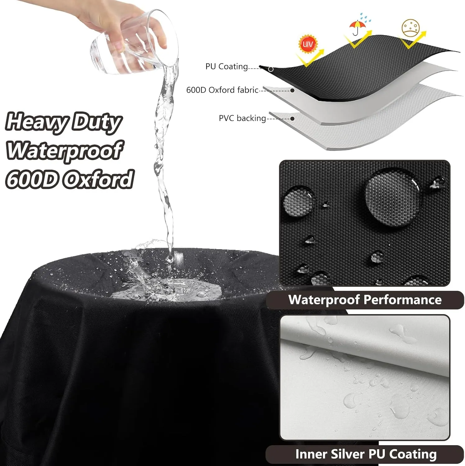 Zero Gravity Chair Cover XL,Outdoor Heavy Duty 600D Waterproof Zero Gravity Lounge Chair Cover,Patio Folding Zero Gravity Recliner Cover.black,39" L x 31" W x 45" H.