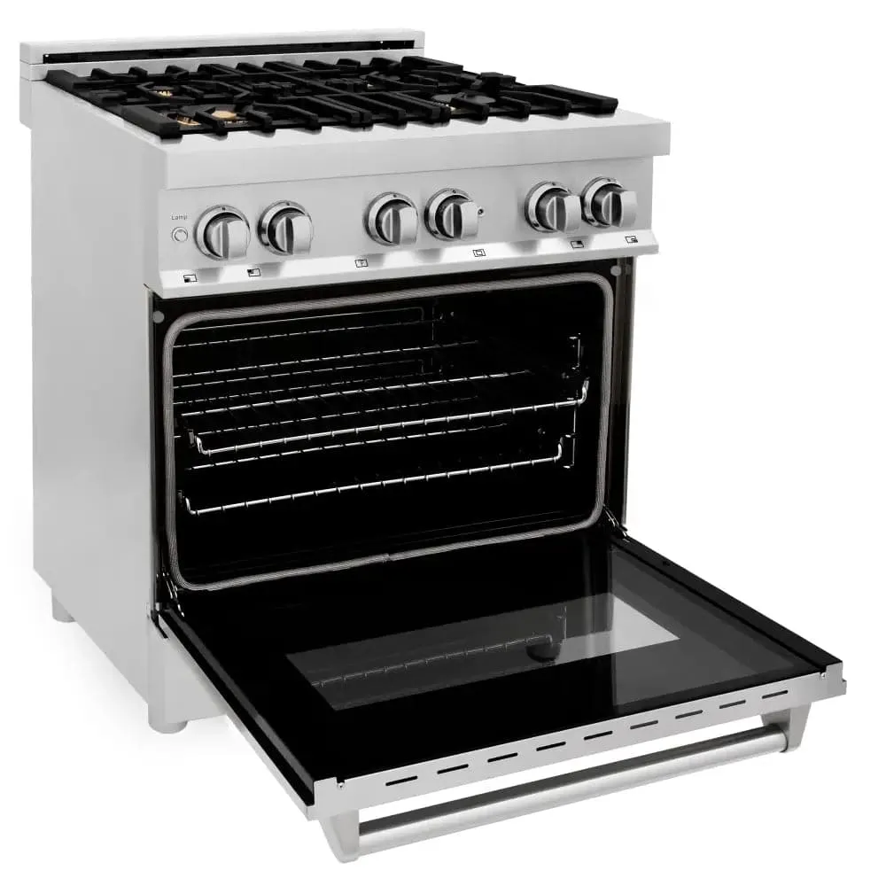 ZLINE 30" 4.0 cu. ft. Dual Fuel Range with Gas Stove and Electric Oven in Stainless Steel with Brass Burners (RA-BR-30)