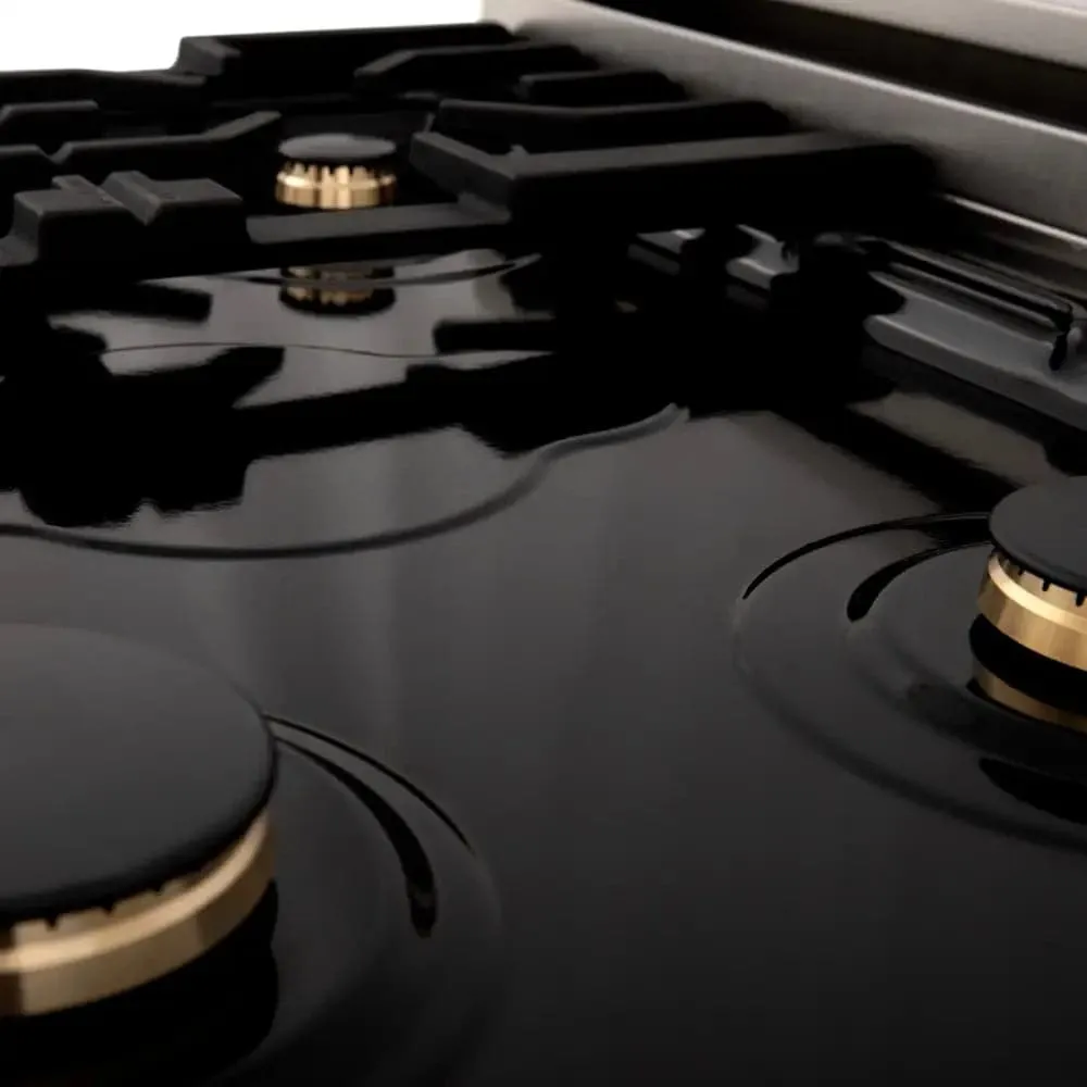 ZLINE 30" 4.0 cu. ft. Dual Fuel Range with Gas Stove and Electric Oven in Stainless Steel with Brass Burners (RA-BR-30)