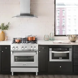 ZLINE 30" 4.0 cu. ft. Dual Fuel Range with Gas Stove and Electric Oven in Stainless Steel with Brass Burners (RA-BR-30)