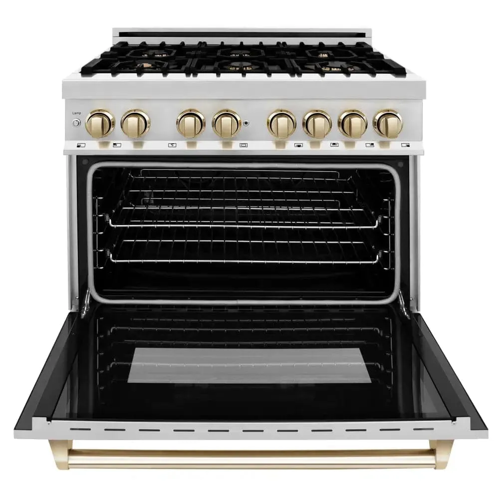 ZLINE Autograph Edition 36" 4.6 cu. ft. Dual Fuel Range with Gas Stove and Electric Oven in Stainless Steel with Accents (RAZ-36)