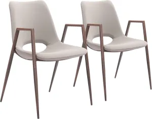 Zuo Desi Dining Chair (Set of 2) Beige & Walnut