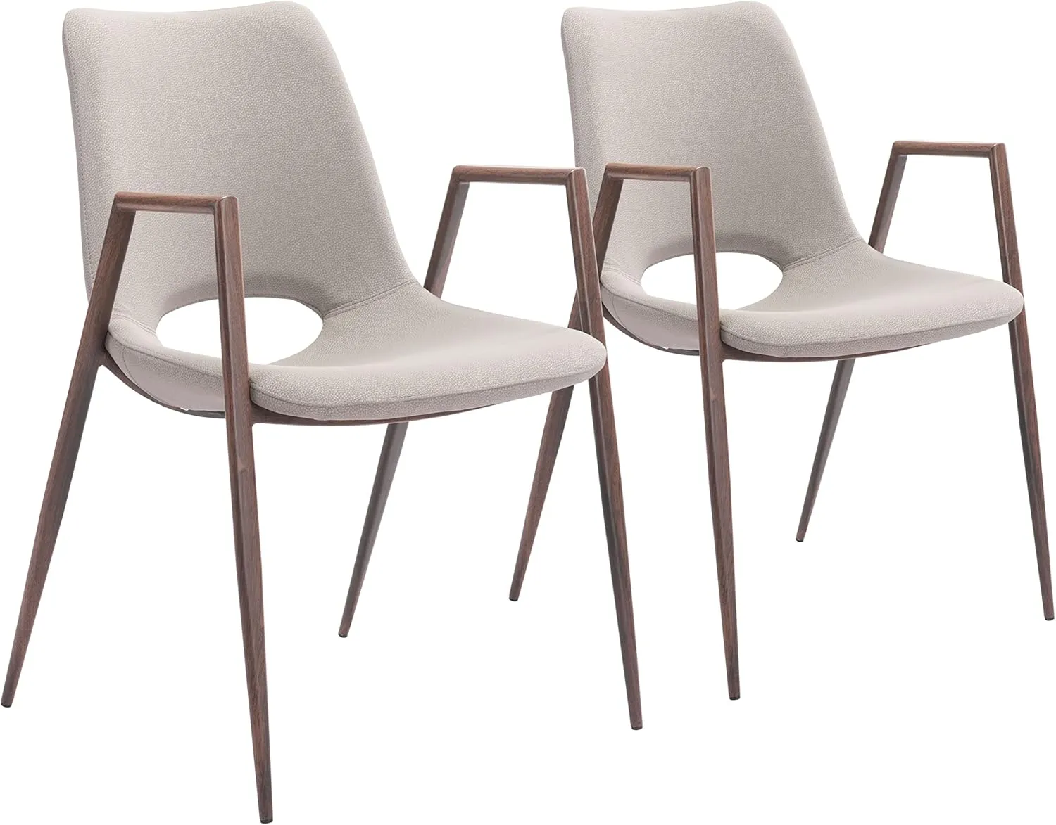 Zuo Desi Dining Chair (Set of 2) Beige & Walnut